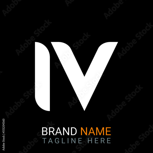 Iv Letter Logo design. black background.