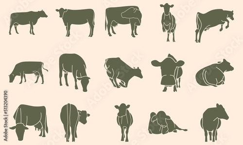 15 Silhouette of Cow With Detail and Different Perspective