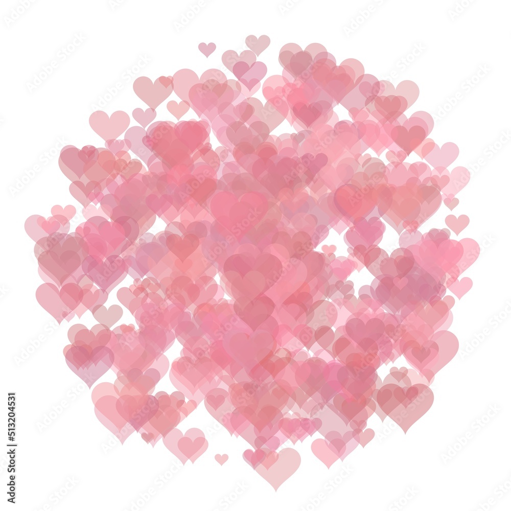 Pink abstract hearts, random background.	