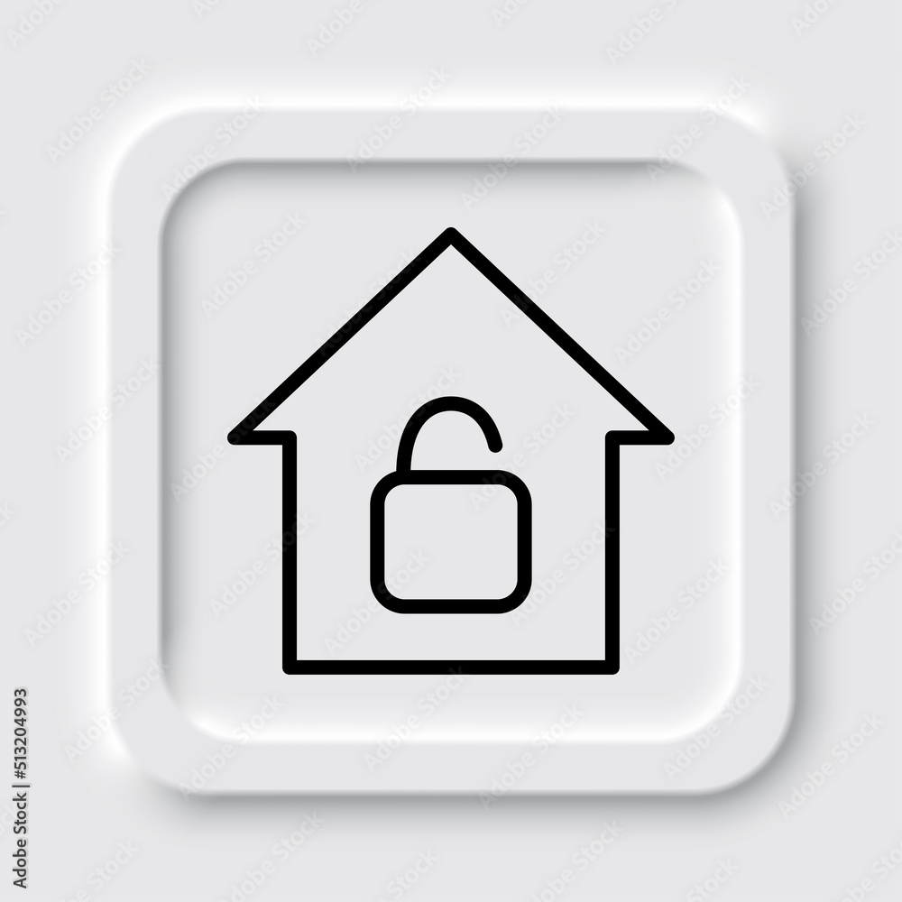 Lock, house simple icon vector. Flat design. Neumorphism design.ai Lock, house simple icon vector. Flat design. Neumorphism design.ai