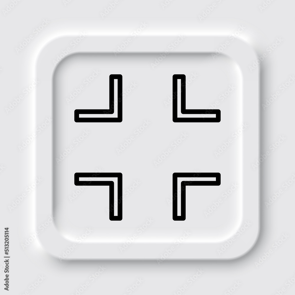 Obraz premium Minimize full screen icon vector. Flat design. Neumorphism design.ai