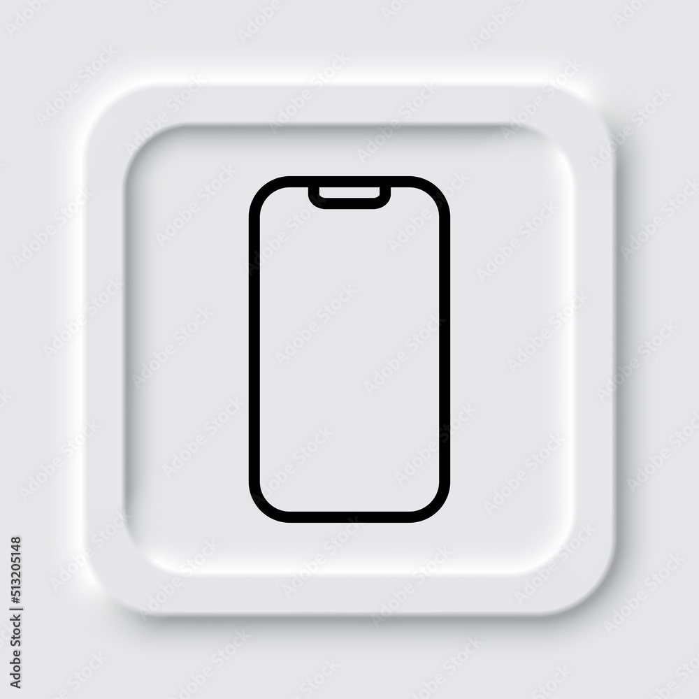 Mobile phone simple icon vector. Flat design. Neumorphism design.ai Mobile phone simple icon vector. Flat design. Neumorphism design.ai