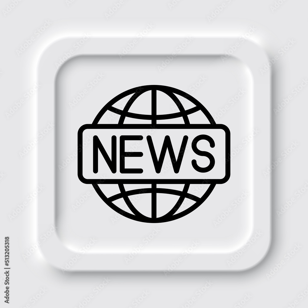 News world simple icon vector. Flat design. Neumorphism design.ai News world simple icon vector. Flat design. Neumorphism design.ai