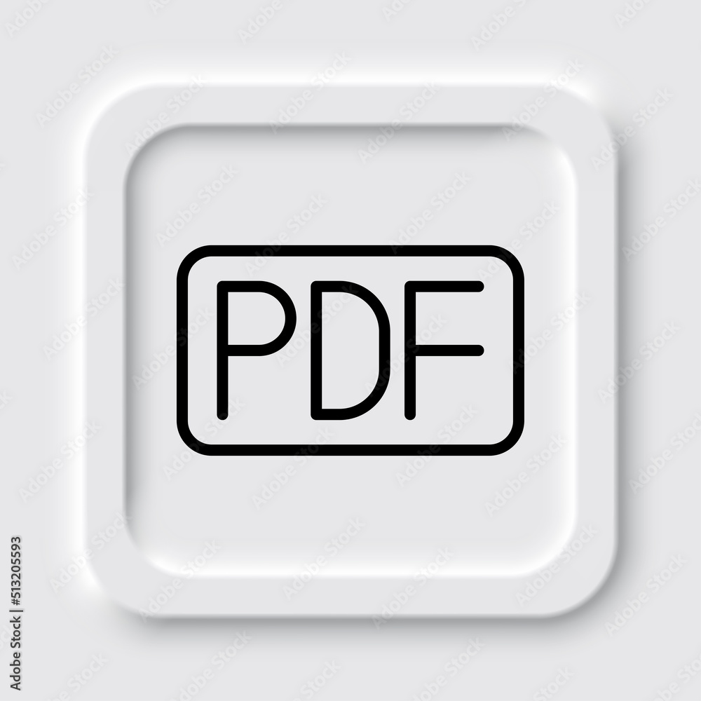 PDF simple icon vector. Flat design. Neumorphism design.ai PDF simple icon vector. Flat design. Neumorphism design.ai