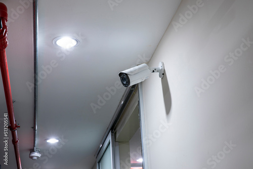 Modern CCTV camera on a wall	
