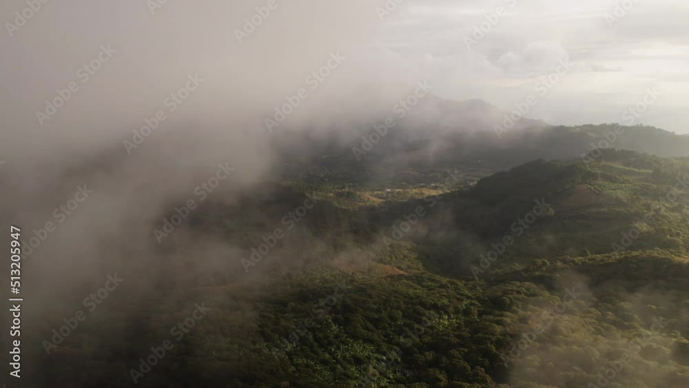 Clouds and mountains of Honduras in Central America, aerial shot