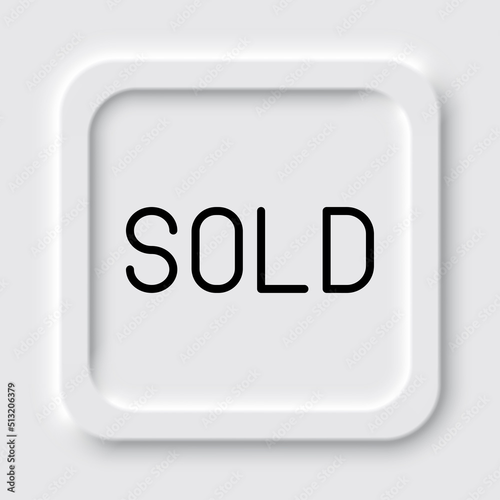 Sold simple icon vector. Flat design. Neumorphism design.ai Sold simple icon vector. Flat design. Neumorphism design.ai