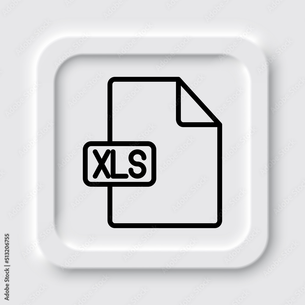 XLS file simple icon vector. Flat design. Neumorphism design.ai XLS file simple icon vector. Flat design. Neumorphism design.ai