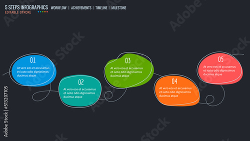 Process workflow infographics, five options, steps process diagram, Timeline Infographics for business concept. Ideal for presentations banner