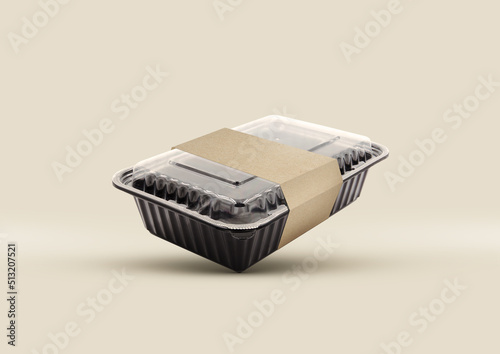 Plastic Food Packaging Tray With Clear Plastic Cover mock up
