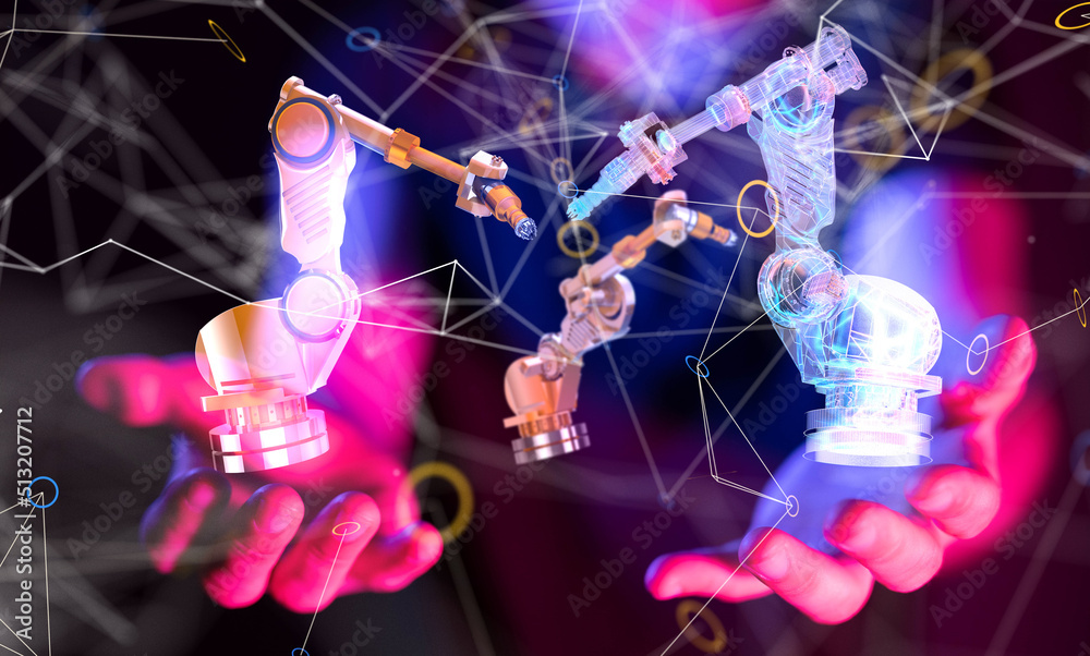 Neural network 3D illustration. Big data and cybersecurity Neural network 3D illustration. Big data and cybersecurity