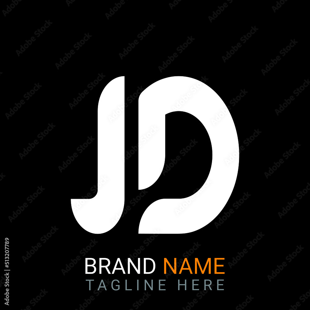 jd Letter Logo design. black background. jd Letter Logo design. black background.