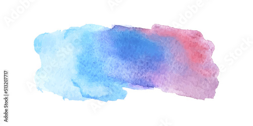 Colorful aquarelle spot on isolated white. Colored blotch. Watercolour splotch. Paint and ink smudges. Abstract stain