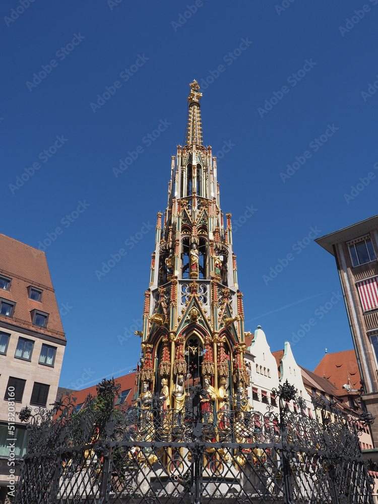 Schoener Brunnen beautiful fountain in Nuernberg Schoener Brunnen beautiful fountain in Nuernberg