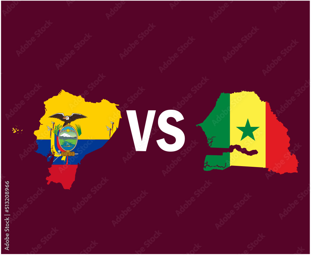 Ecuador And Senegal Map Symbol Design Latin America And Africa football Final Vector Latin American And African Countries Football Teams Illustration