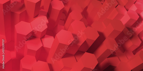 Fototapeta Naklejka Na Ścianę i Meble -  Abstract red hexagon background texture. 3d illustration, 3d rendering.