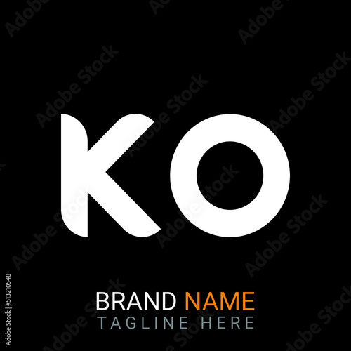 Ko Letter Logo design. black background.