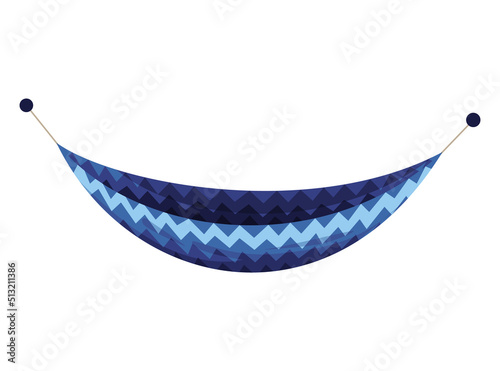 Hammock colorful. Summer recreation, relaxing, sleeping or resting accessory. Hanging fabric rope swinging. Modern relax decoration