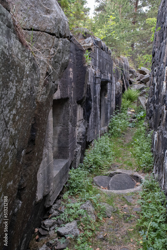 Kalvoysund  Norway - May 27  2022  Kalvoysund fortress was a German coastal battery composed of some 50 shelters and casemates as well as four 105mm guns. Selective focus.