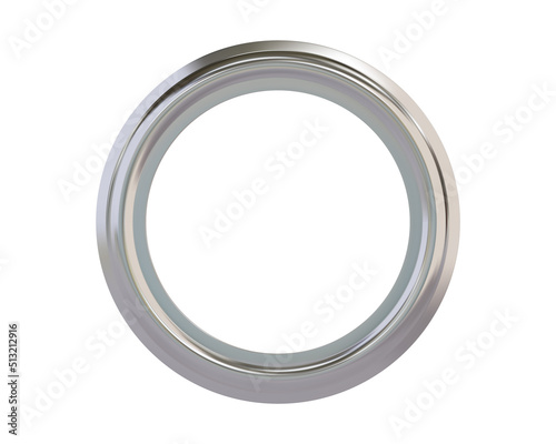 Silver metal grommet ring for paper, card, tag, sticker or hanger isolated on white background. Banner steel or chrome circle realistic eyelet mockup. Vector illustration