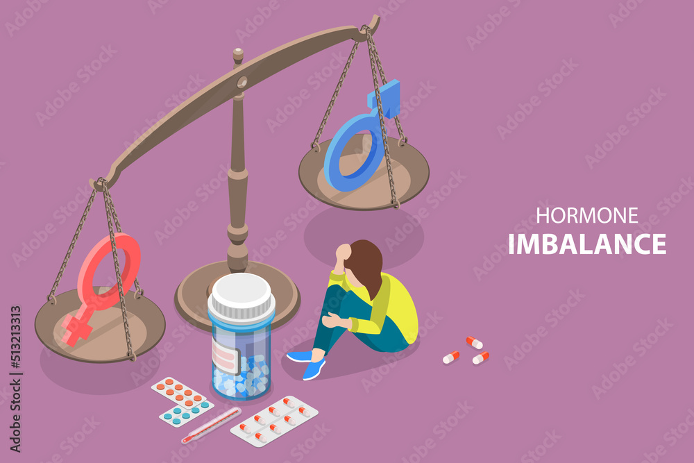 3D Isometric Flat Vector Conceptual Illustration of Hormone Imbalance