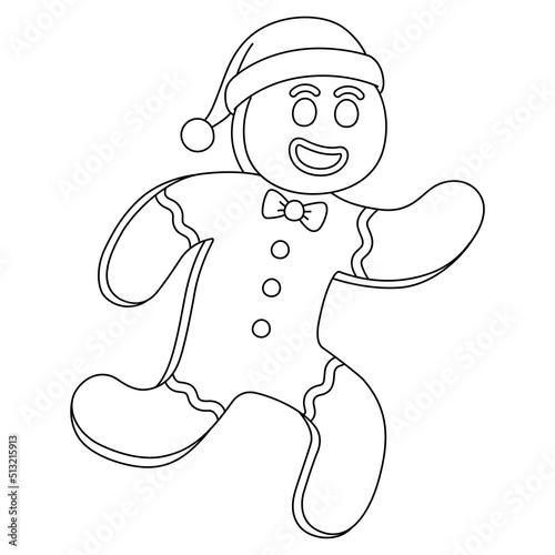Christmas Ginger Bread Man Isolated Coloring Page photo