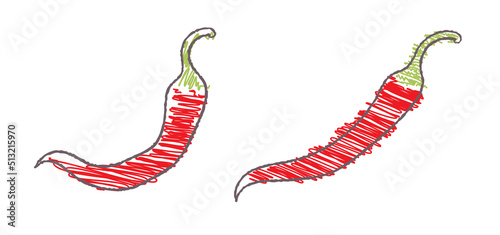 Vector set of chili peppers. Vegetable: spicy red chili peppers.