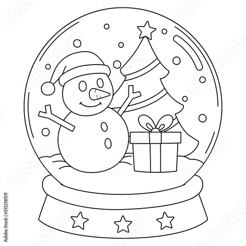 Christmas Snow Globe Isolated Coloring Page