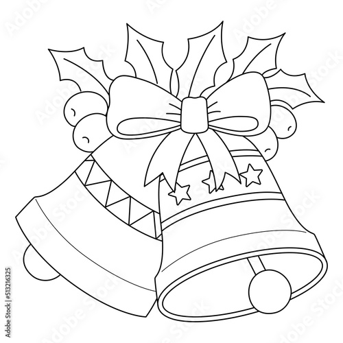 Christmas Bell Isolated Coloring Page for Kids