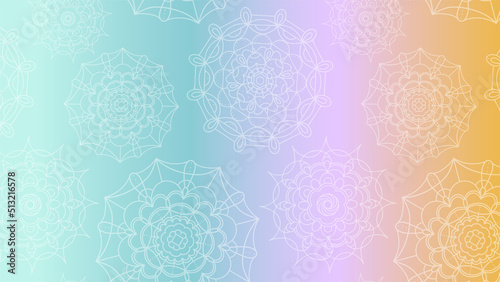 Vector rainbow gradient background with the image of a mandala