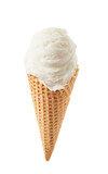 vanilla ice cream with cone isolated on whit