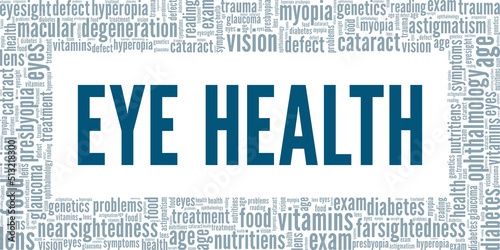 Eye Health word cloud conceptual design isolated on white background.