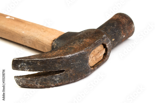 The claw hammer isolated on white background. Top view.