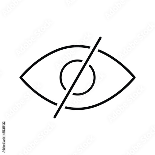 Eye, disable, hide icon. Outline vector graphics.