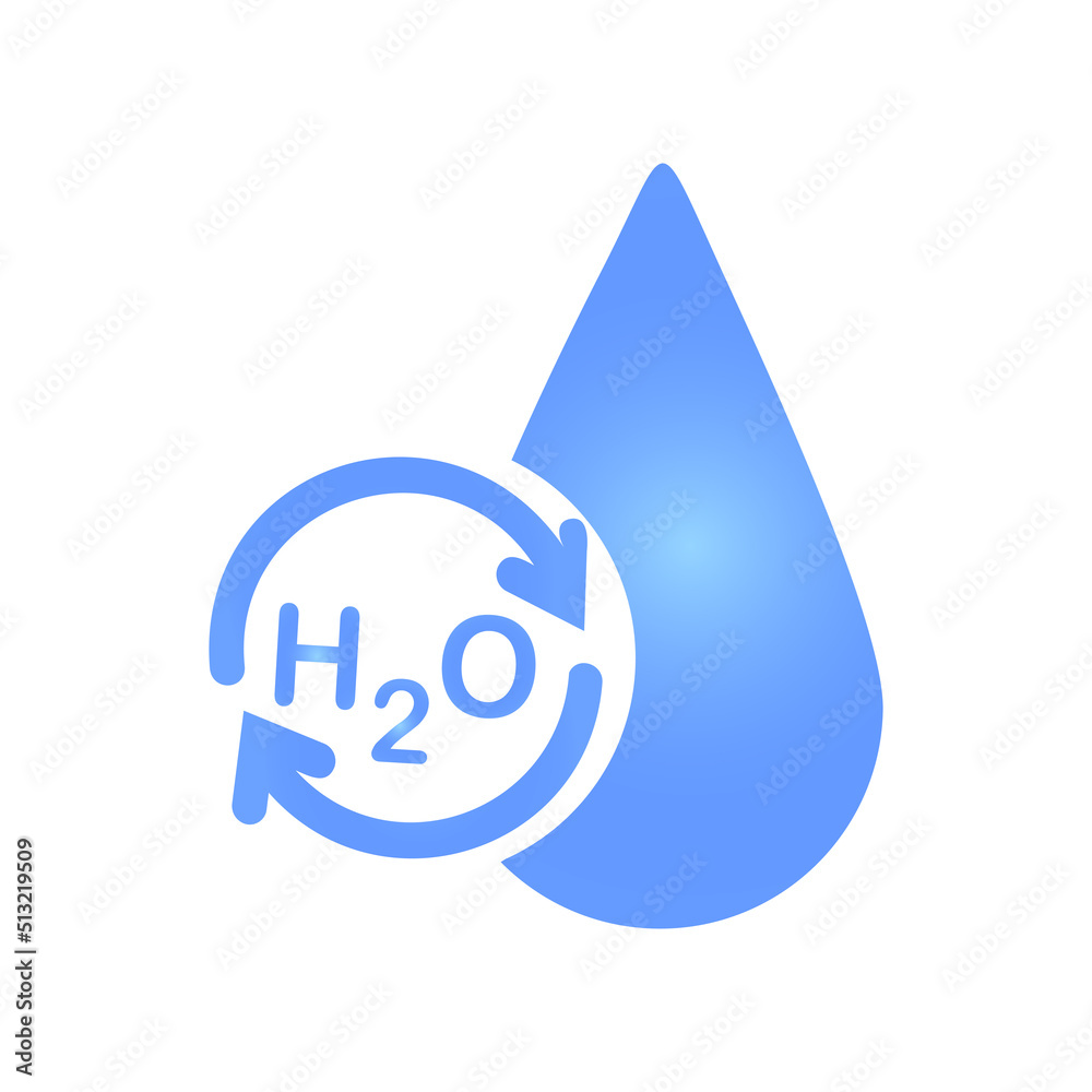 H2O water molecule. Reboot sign with water formula and drop. h2o editable logo sign symbol design on white background. can be use for web and mobile apps. Stock Vector H2O water molecule. Reboot sign with water formula and drop. h2o editable logo sign symbol design on white background. can be use for web and mobile apps. Stock Vector