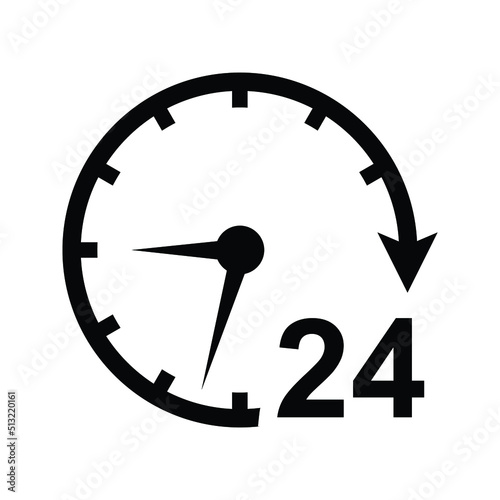 All, day, availability icon. Black vector illustration.