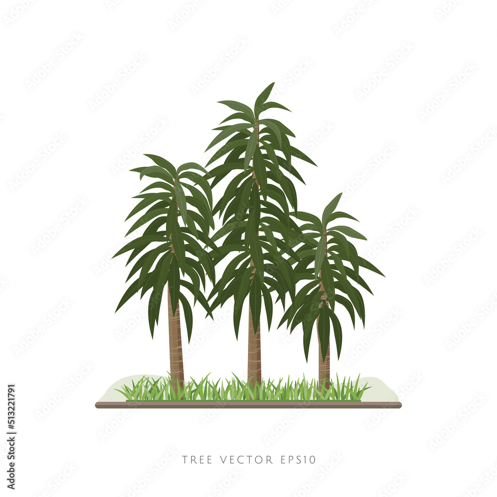 Obraz premium Row of small trees vector illustration on white background