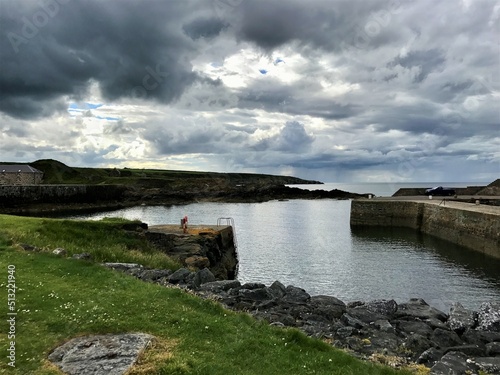 A cloudy day in Banff, Portsoy. Aberdeenshire, Scotland. UK.  photo