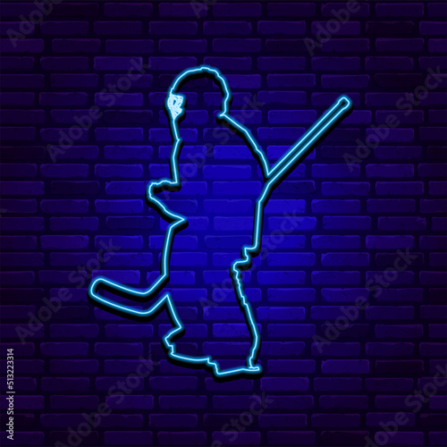 Neon icon of a silhouette of hockey goalkeeper