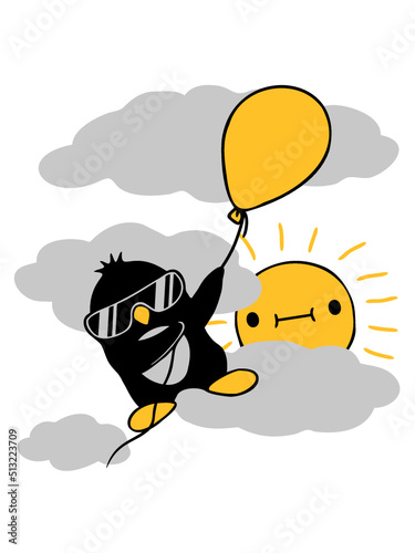 Fliegender Pinguin Luftballon Sonne 