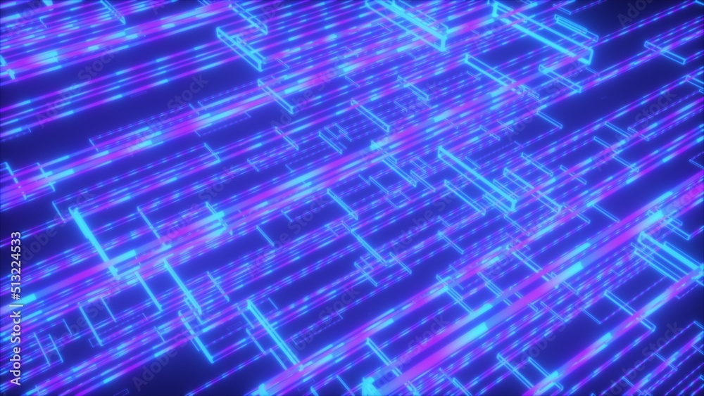 Abstract neon blocks. Computer generated 3d render Abstract neon blocks. Computer generated 3d render