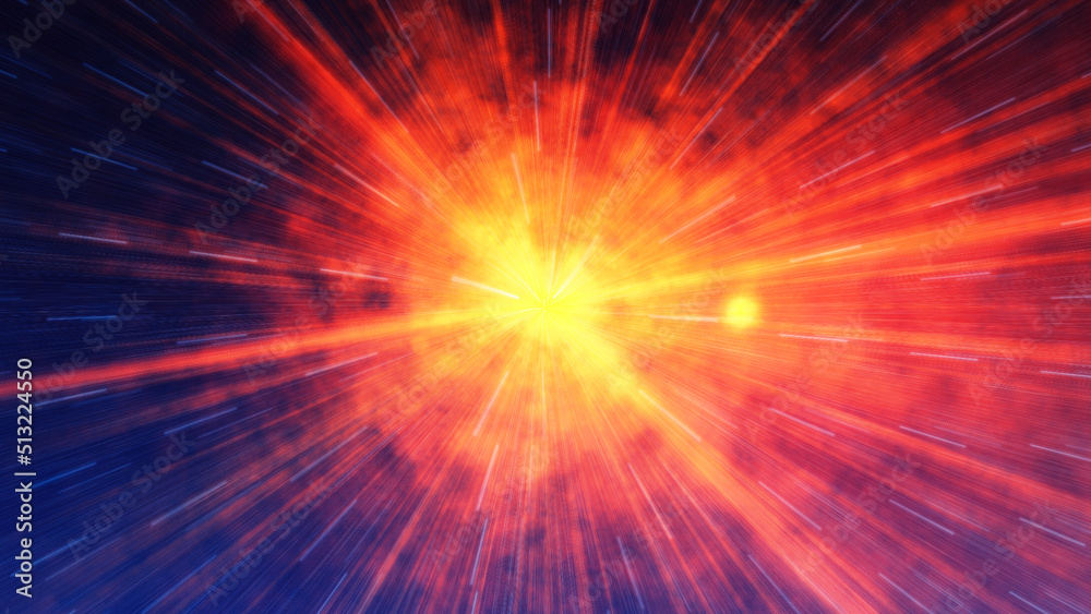 Abstract explosion with rays and sun burst . 3d illustration
