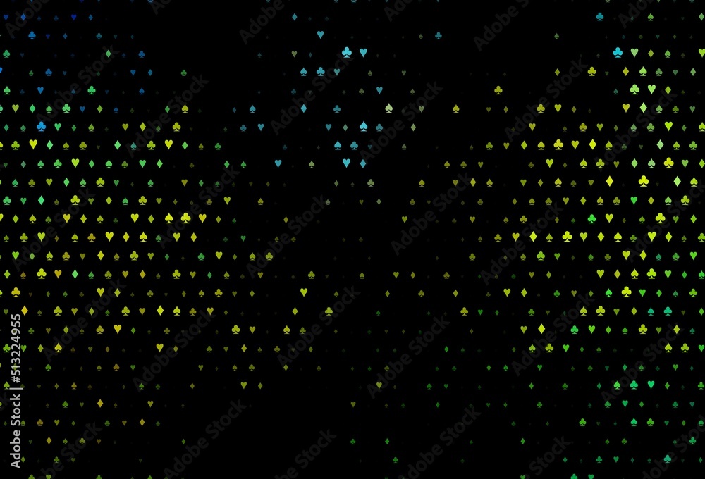 Dark blue, yellow vector background with cards signs.