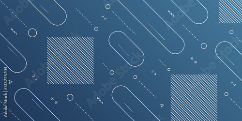 Modern Abstract Background with Retro Memphis Elements and Blue Pastel Gradient Color