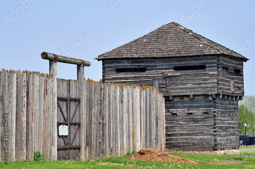 Old Fort Madison, built in 1808, located along the Mississippi River in the southeast corner of Iowa. The fort was the first permanent U.S. military fortification on the Upper Mississippi.