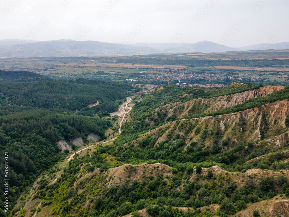 Obraz premium Aerial view of rock formation Stob pyramids, Bulgaria