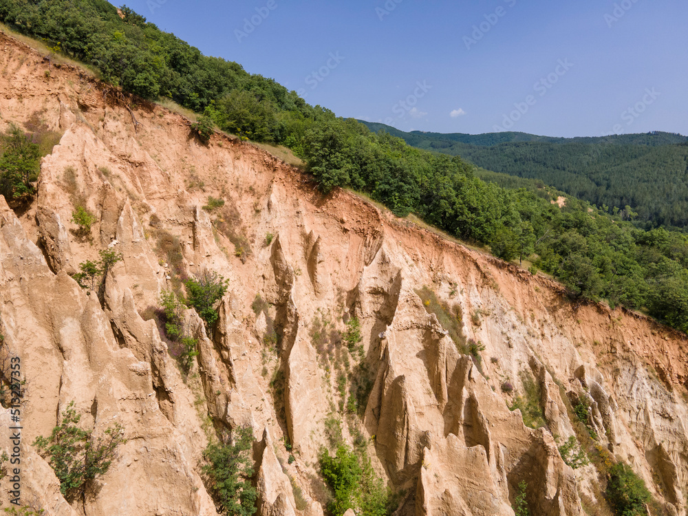 Aerial view of rock formation Stob pyramids, Bulgaria Aerial view of rock formation Stob pyramids, Bulgaria
