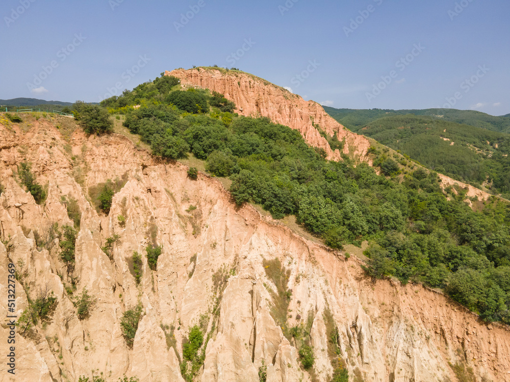 Aerial view of rock formation Stob pyramids, Bulgaria Aerial view of rock formation Stob pyramids, Bulgaria