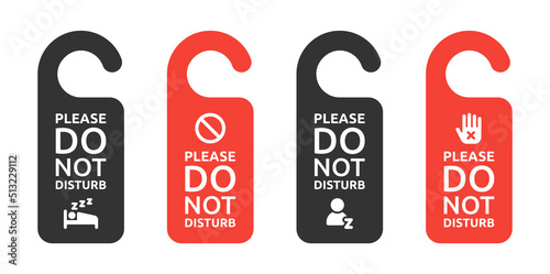 Please do not disturb hotel room door hanging sign for vector illustration. Privacy and sleeping symbol.