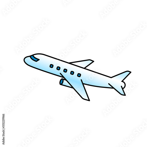 Airplane taking off side view illustration